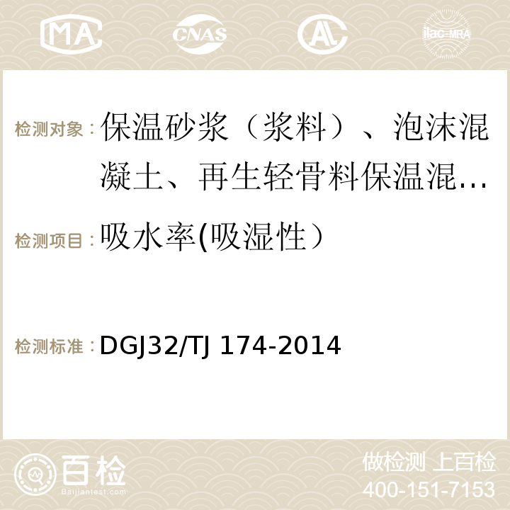 吸水率(吸湿性） 复合发泡水泥板外墙外保温系统应用技术规程 DGJ32/TJ 174-2014