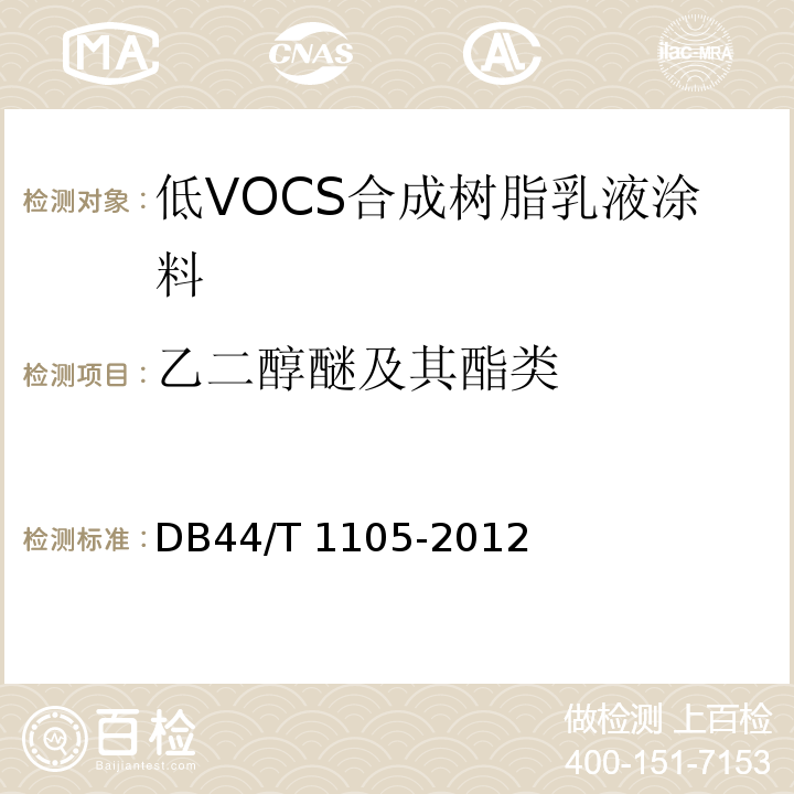 乙二醇醚及其酯类 低VOCS合成树脂乳液涂料DB44/T 1105-2012