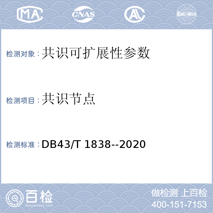 共识节点 区块链共识安全技术测评要求 DB43/T 1838--2020