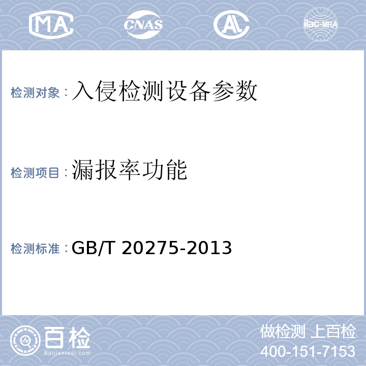 漏报率功能 信息安全技术 入侵检测系统技术要求和测试评价方法 GB/T 20275-2013