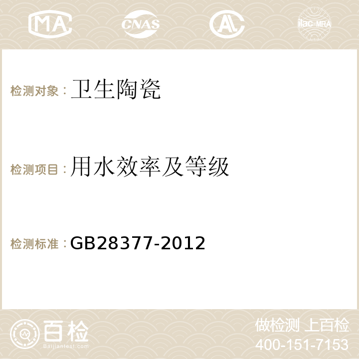 用水效率及等级 GB 28377-2012 小便器用水效率限定值及用水效率等级