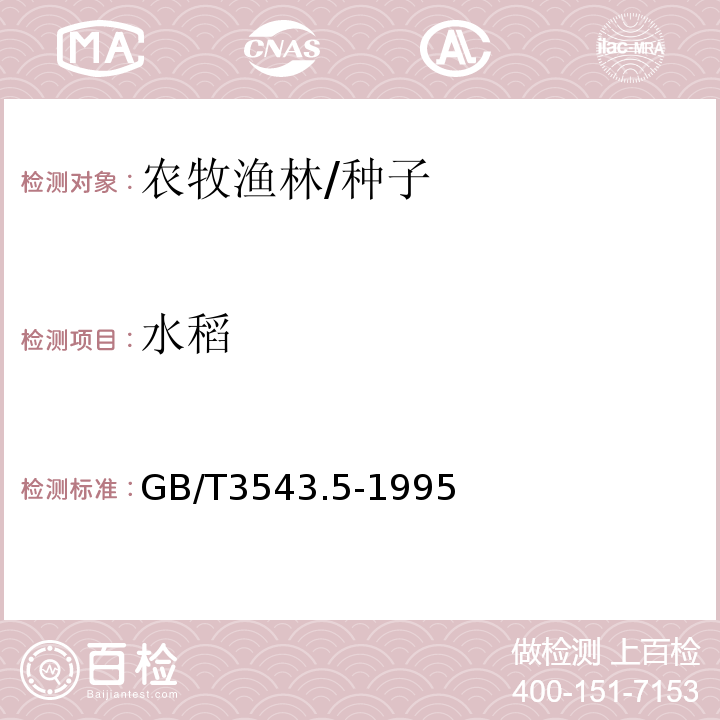 水稻 GB/T 3543.5-1995 农作物种子检验规程 真实性和品种纯度鉴定(附标准修改单1)