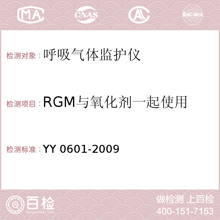 RGM与氧化剂一起使用 YY 0601-2009 医用电气设备 呼吸气体监护仪的基本安全和主要性能专用要求