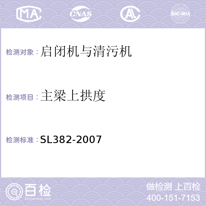 主梁上拱度 SL 382-2007 水利水电工程清污机型式 基本参数 技术条件