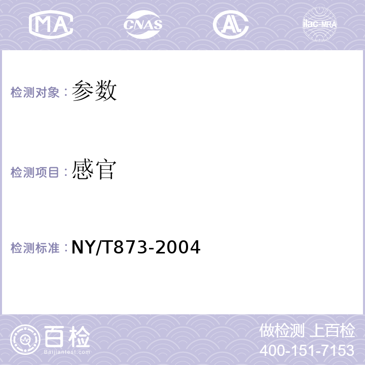 感官 NY/T 873-2004 菠萝汁
