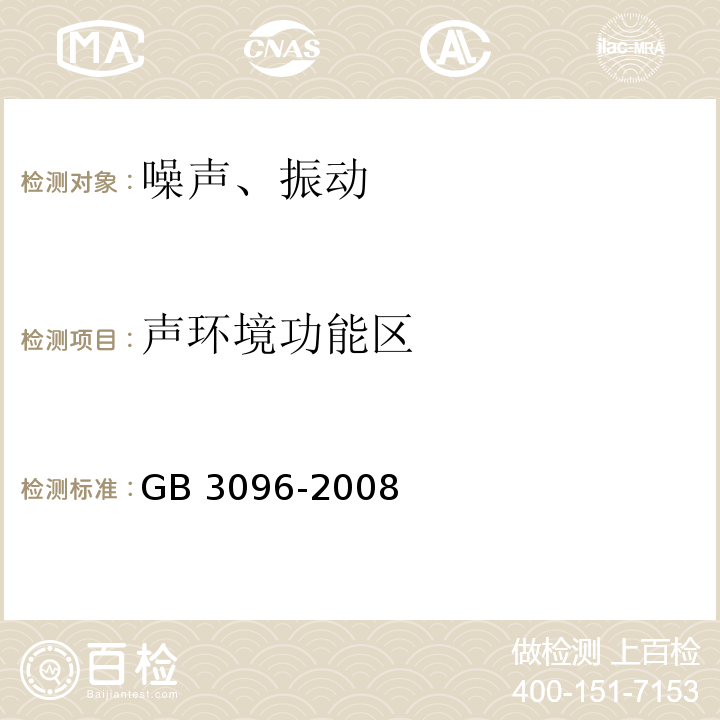 声环境功能区 GB 3096-2008 声环境质量标准