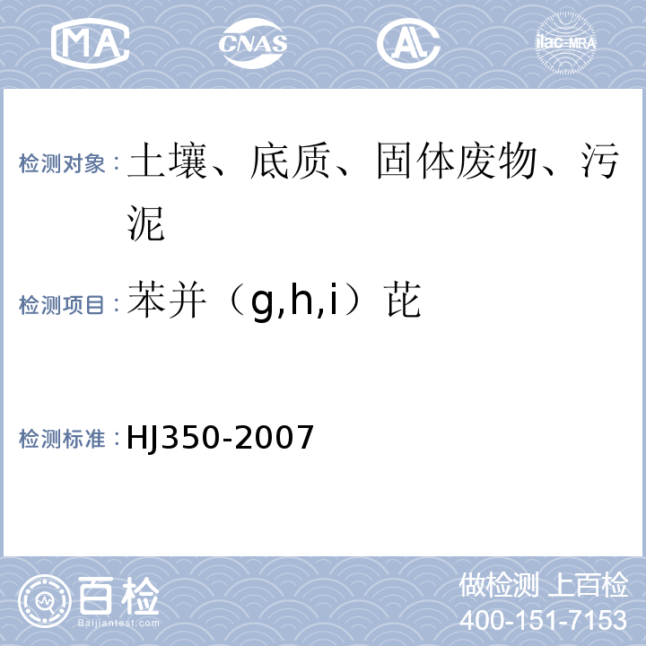 苯并（g,h,i）芘 展览会用地土壤环境质量评价标准（暂行）附录C土壤中挥发性有机化合物的的测定 气相色谱/质谱法HJ350-2007