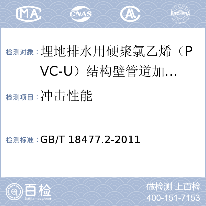 冲击性能 埋地排水用硬聚氯乙烯（PVC-U）结构壁管道系统 第1部分：加筋管材 （8.4.4）/GB/T 18477.2-2011