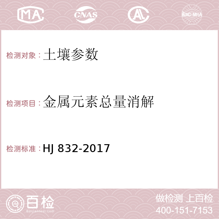 金属元素总量消解 土壤和沉积物 金属元素总量的消解 微波消解法 HJ 832-2017