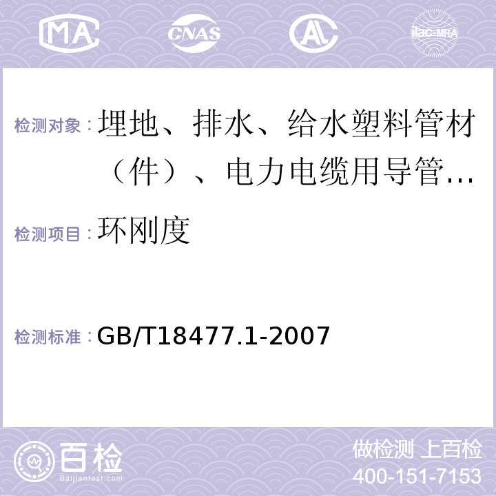 环刚度 埋地排水用硬聚氯乙烯(PVC-U)结构壁管道系统 第1部分：双壁波纹管材 GB/T18477.1-2007