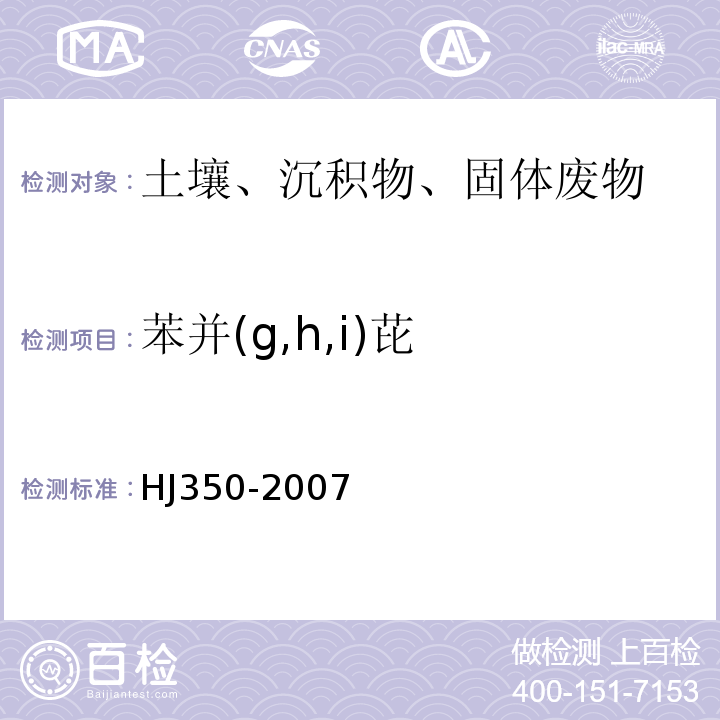 苯并(g,h,i)芘 展览会用地土壤环境质量评价标准（暂行）HJ350-2007附录D