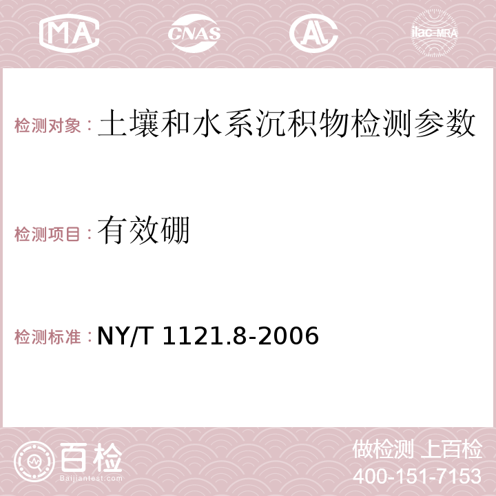 有效硼 土壤检测 第8部分：土壤有效硼的测定 分光光度法 NY/T 1121.8-2006　