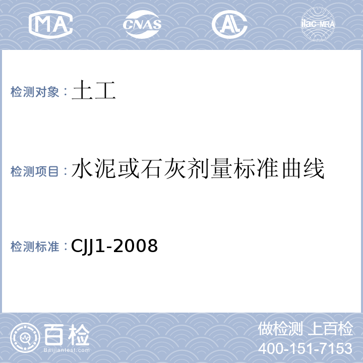 水泥或石灰剂量标准曲线 CJJ 1-2008 城镇道路工程施工与质量验收规范(附条文说明)