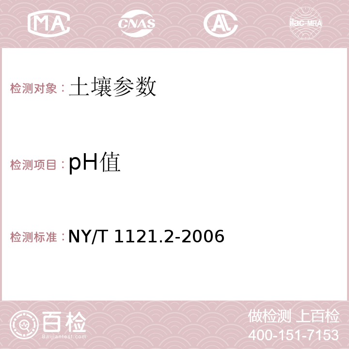 pH值 土壤检测 第二部分：土壤pH值的测定 NY/T 1121.2-2006