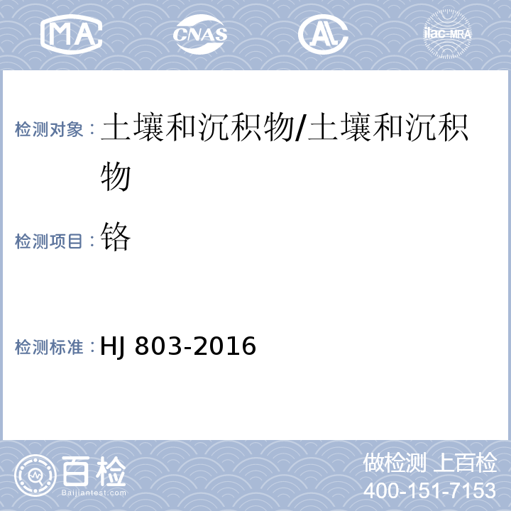 铬 土壤和沉积物 12种金属元素的测定 王水提取-电感耦合等离子体质谱法/HJ 803-2016