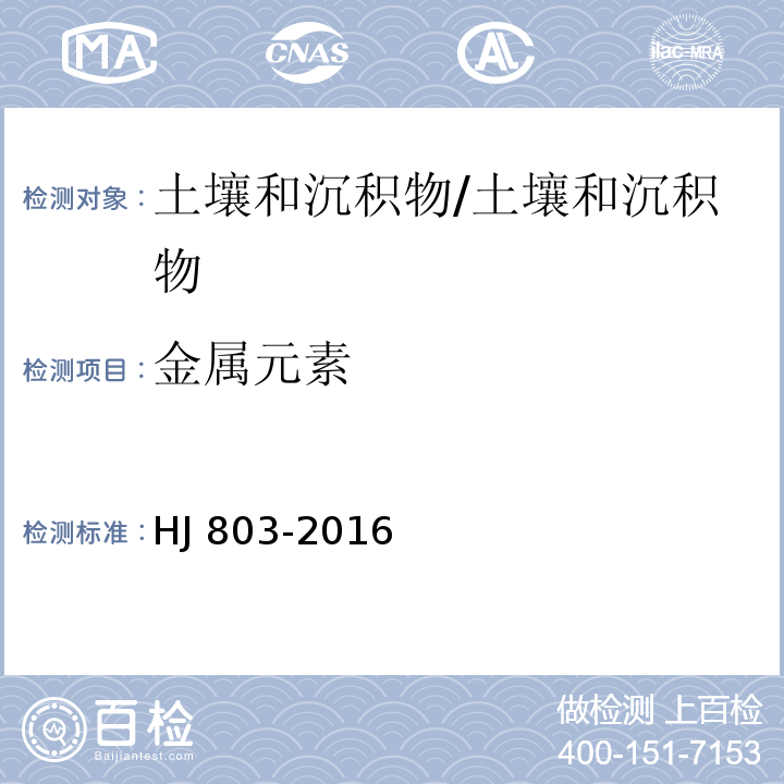 金属元素 土壤和沉积物 12种金属元素的测定 王水提取-电感耦合等离子体质谱法/HJ 803-2016