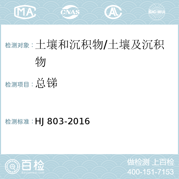 总锑 土壤和沉积物 12 种金属元素的测定王水提取-电感耦合等离子体质谱法/HJ 803-2016