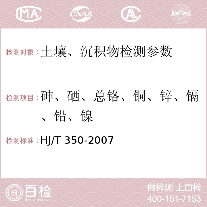 砷、硒、总铬、铜、锌、镉、铅、镍 展览会用地土壤环境质量评价标准(暂行) (附录A 土壤中锑、砷、铍、镉、铬、铜、铅、镍、硒、银、铊、锌的测定 电感耦合等离子体原子发射光谱法) （HJ/T 350-2007）