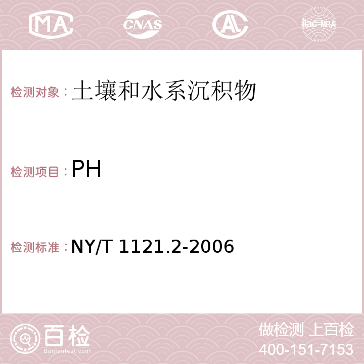 PH 土壤检测 第2部分：土壤pH的测定NY/T 1121.2-2006