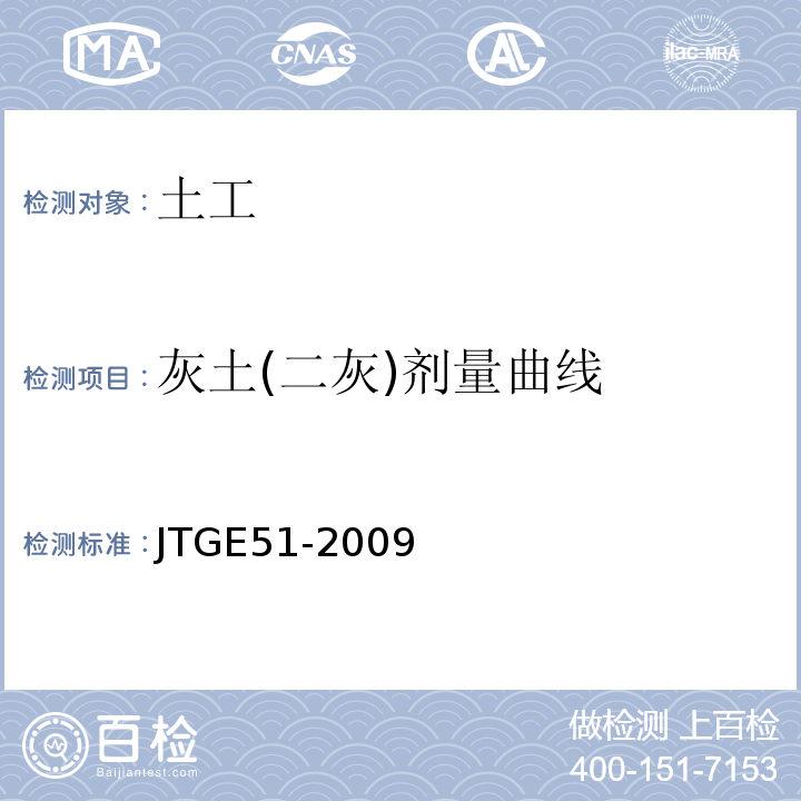 灰土(二灰)剂量曲线 JTG E51-2009 公路工程无机结合料稳定材料试验规程