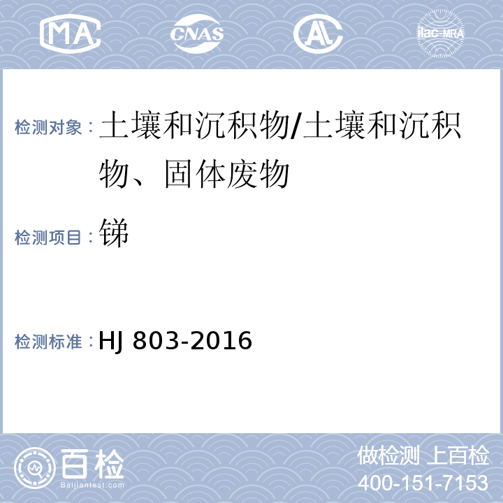 锑 土壤和沉积物 12种金属元素的测定 王水提取-电感耦合等离子体质谱法/HJ 803-2016