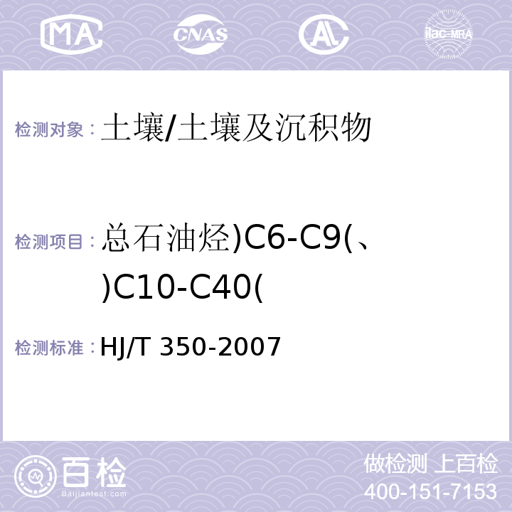 总石油烃)C6-C9(、)C10-C40( 展览会用地土壤环境质量评价标准（暂行）附录E/HJ/T 350-2007