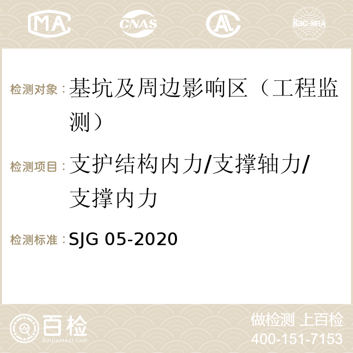 支护结构内力/支撑轴力/支撑内力 SJG 05-2020 深圳市基坑支护技术规范