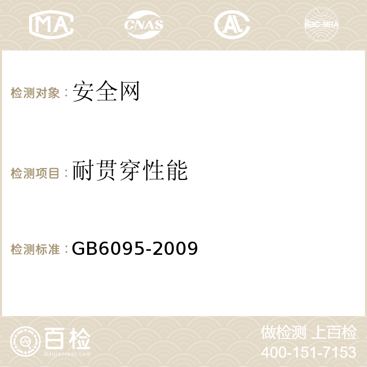 耐贯穿性能 GB 6095-2009 安全带