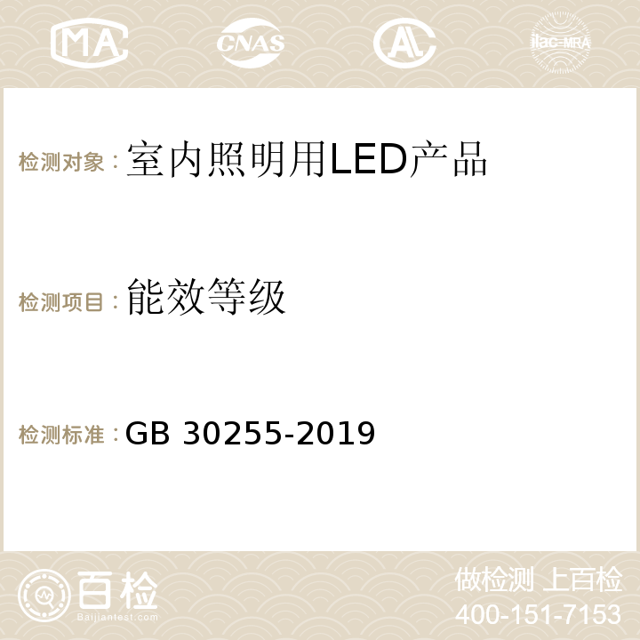 能效等级 室内照明用LED产品能效限定值及能效等级GB 30255-2019
