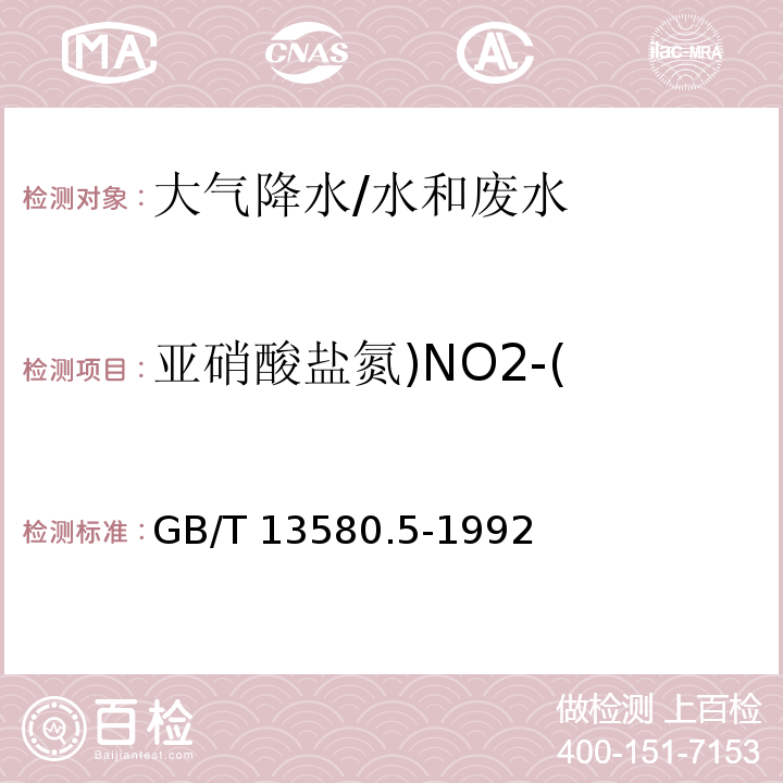 亚硝酸盐氮)NO2-( 大气降水中氟、氯、亚硝酸盐、硝酸盐、硫酸盐的测定 离子色谱法/GB/T 13580.5-1992