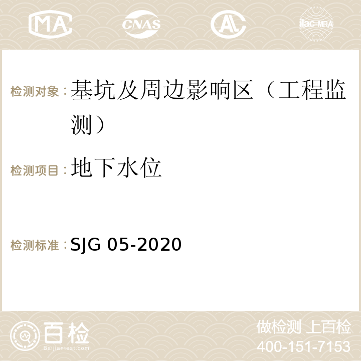 地下水位 SJG 05-2020 深圳市基坑支护技术规范