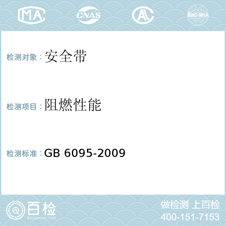 阻燃性能 安全带GB 6095-2009