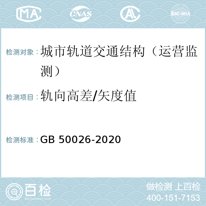 轨向高差/矢度值 工程测量规范GB 50026-2020