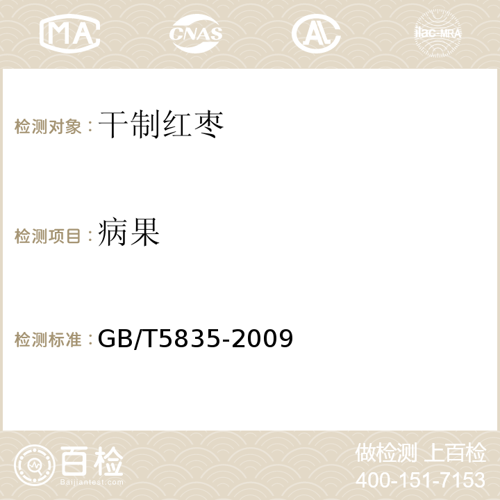 病果 GB/T 5835-2009 干制红枣