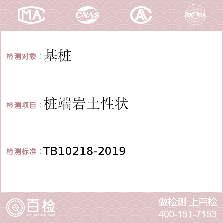 桩端岩土性状 铁路工程基桩检测技术规程 TB10218-2019