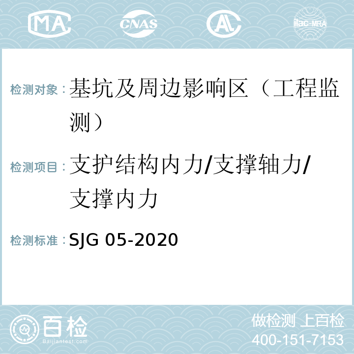 支护结构内力/支撑轴力/支撑内力 深圳市基坑支护技术规范 SJG 05-2020