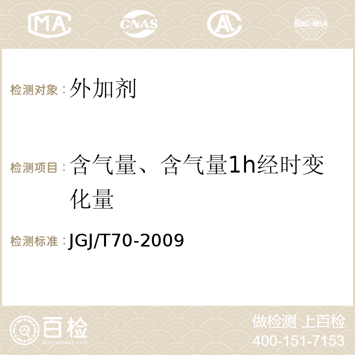 含气量、含气量1h经时变化量 建筑砂浆基本性能试验方法标准 JGJ/T70-2009