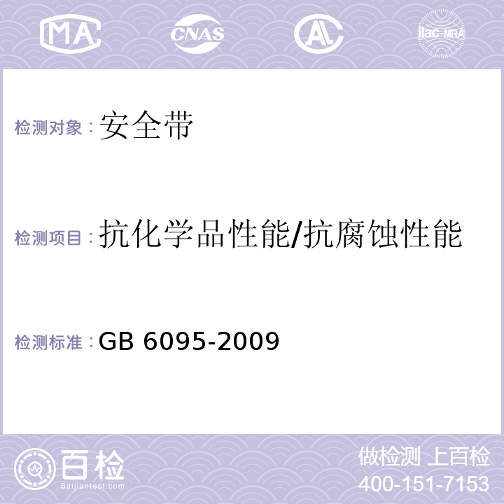 抗化学品性能/抗腐蚀性能 安全带GB 6095-2009