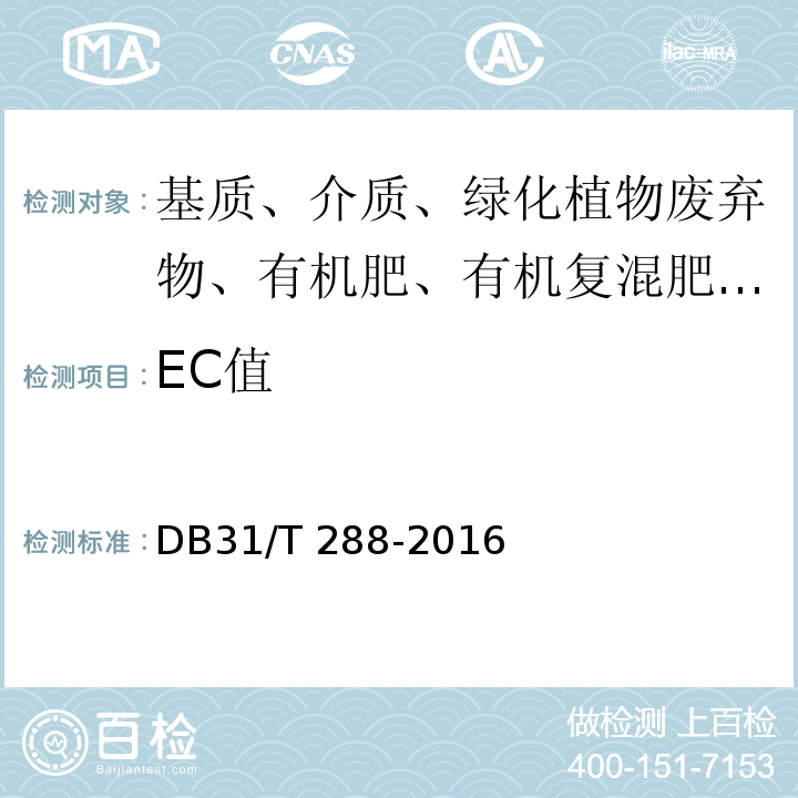 EC值 DB31/T 288-2016 绿化栽培介质