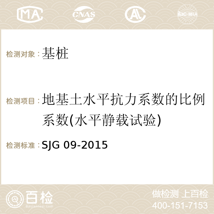 地基土水平抗力系数的比例系数(水平静载试验) 深圳市建筑基桩检测规程SJG 09-2015