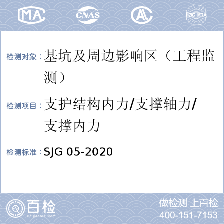 支护结构内力/支撑轴力/支撑内力 深圳市基坑支护技术标准SJG 05-2020