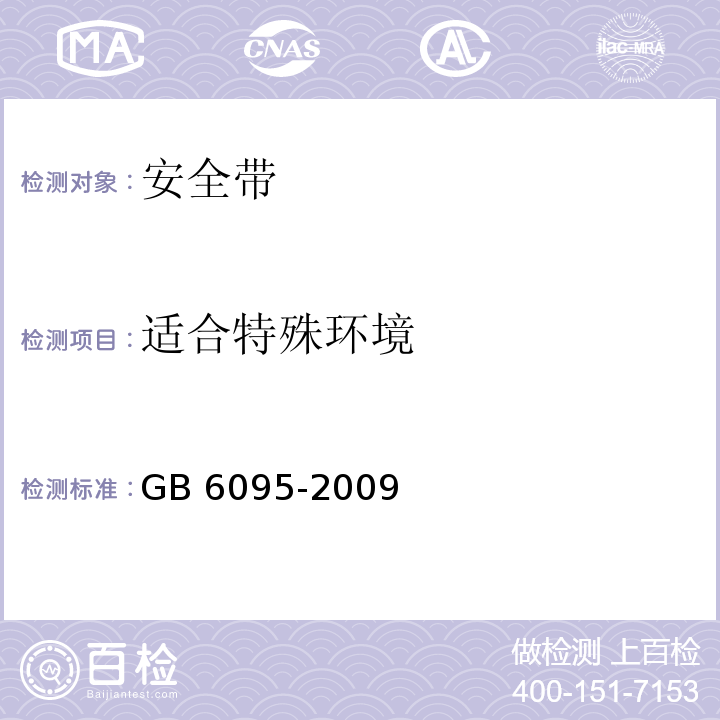 适合特殊环境 安全带 GB 6095-2009