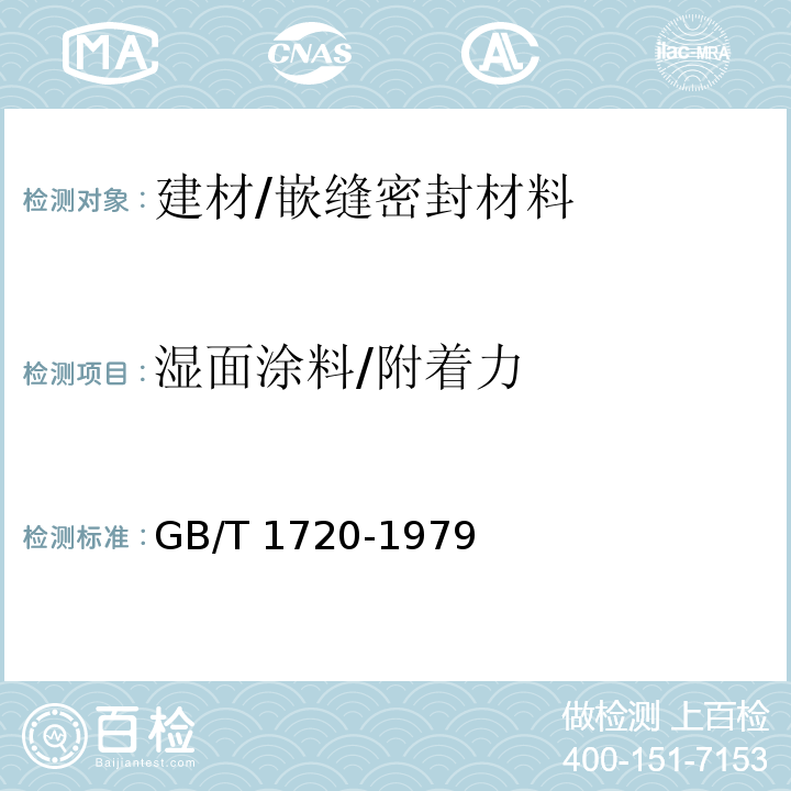 湿面涂料/附着力 漆膜附着力测定法