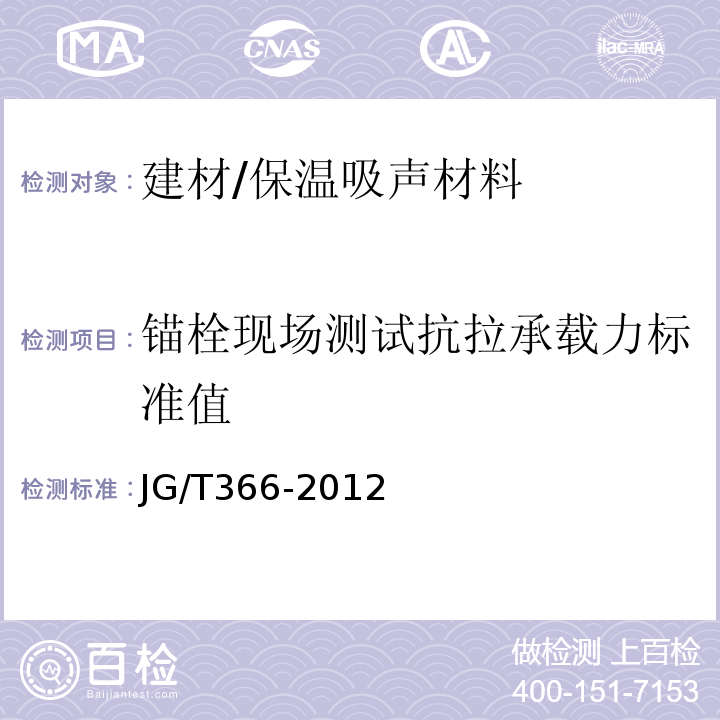 錨栓現場測試抗拉承載力標準值 外墻保溫用錨栓