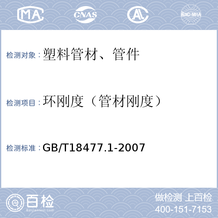 环刚度（管材刚度） 埋地排水用硬聚氯乙烯(PVC-U)结构壁管道系统第1部分：双壁波纹管材 GB/T18477.1-2007