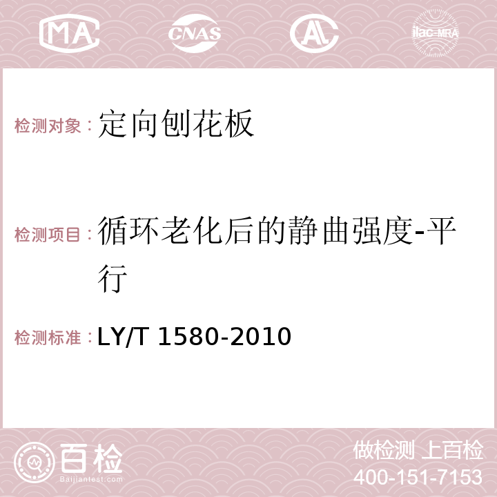 循环老化后的静曲强度-平行 定向刨花板LY/T 1580-2010