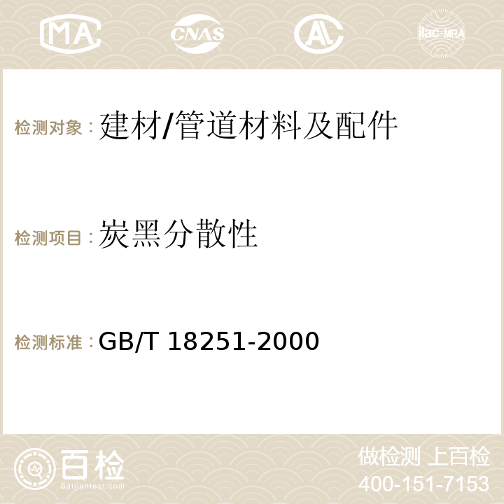 炭黑分散性 聚烯烃管材、管件和混配料中颜料或炭黑分散的测定方法