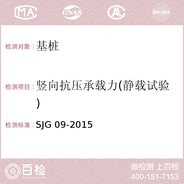 竖向抗压承载力(静载试验) 深圳市建筑基桩检测规程SJG 09-2015