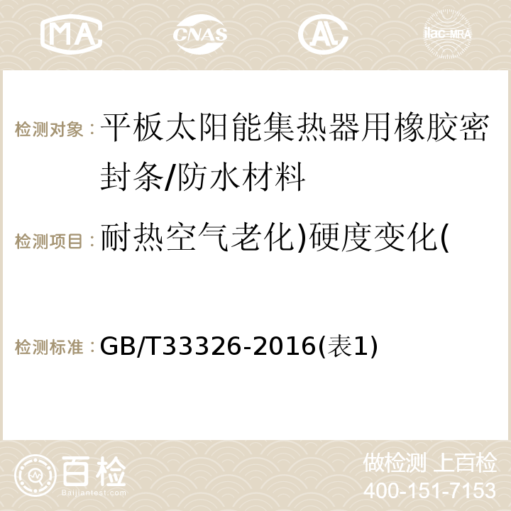 耐热空气老化)硬度变化( 平板太阳能集热器用橡胶密封条 /GB/T33326-2016(表1)