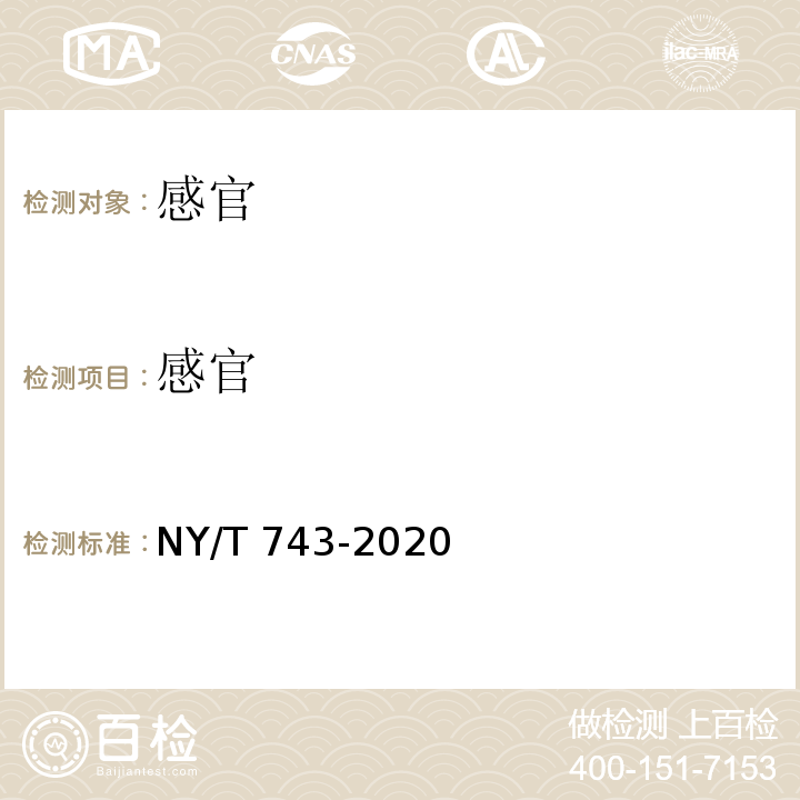 感官 绿色食品 绿叶类蔬菜NY/T 743-2020